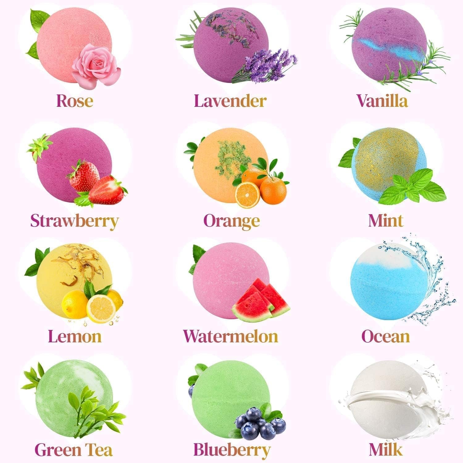 Bath Bombs Gift Set-Organic Natural Essential Oils, Relax and Moisturize Skin, 2.8 OZ*12 PCS BOENFU Luxury Spa Bomb Gifts for Girl, Mom, Wife, Birthday,Valentine'S Day, Anniversary | Natural Essential Oils Dry Skin Moisturize Bubble Spa Bath Handmade Birthday Gifts for Women, Treat Yourself