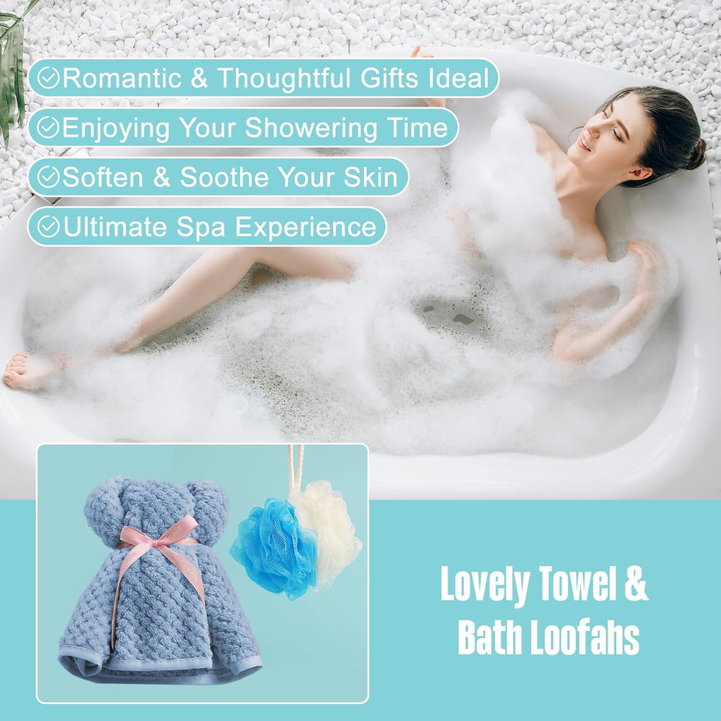 Spa Gifts Set Unique Bath Gift Set for Women Self Care Gifts Relaxing Spa Gifts Bath Spa Gift Basket for Women with Care Package Home Spa Products for Birthday Gifts (Blueberry)