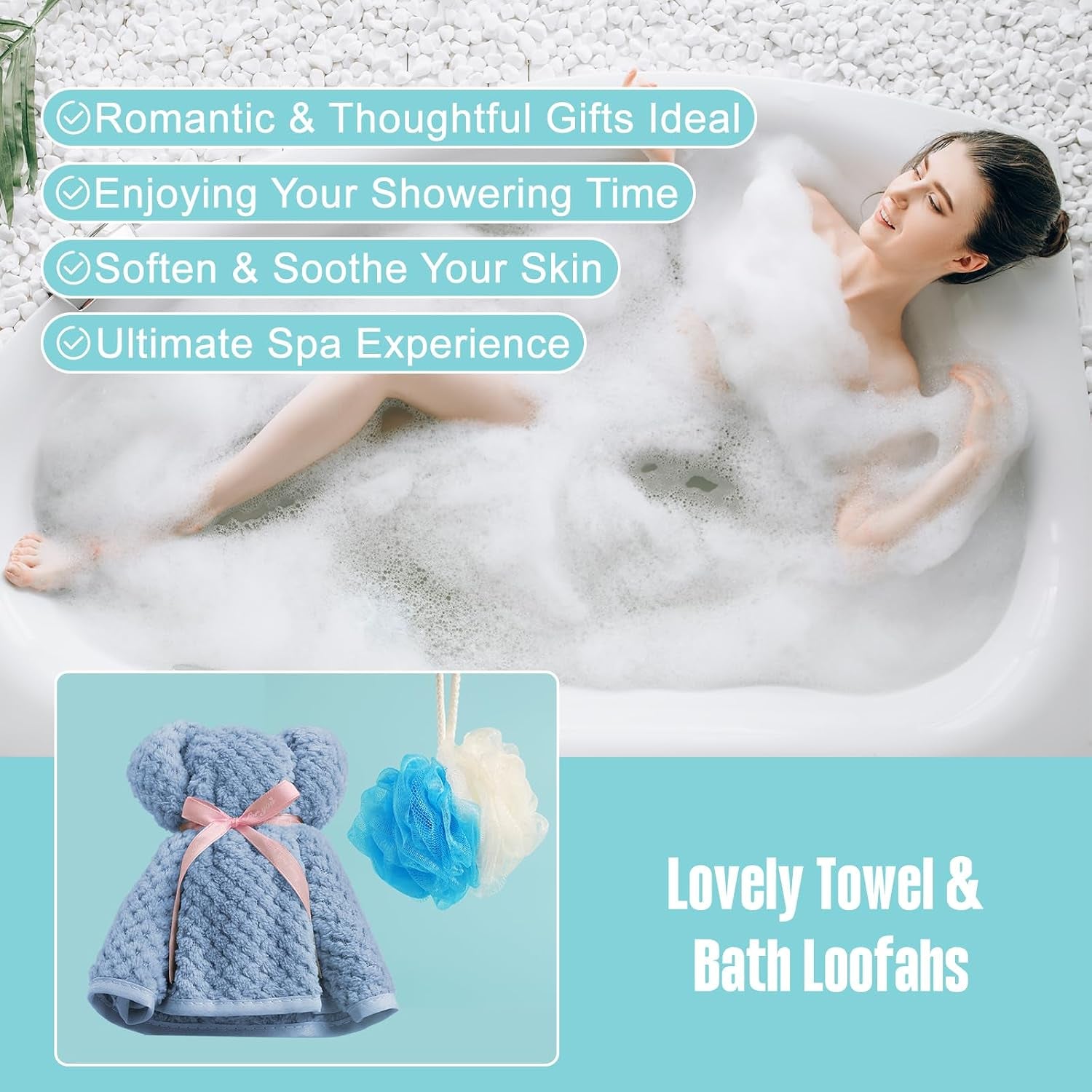 Spa Gifts Set Unique Bath Gift Set for Women Self Care Gifts Relaxing Spa Gifts Bath Spa Gift Basket for Women with Care Package Home Spa Products for Birthday Gifts (Blueberry)