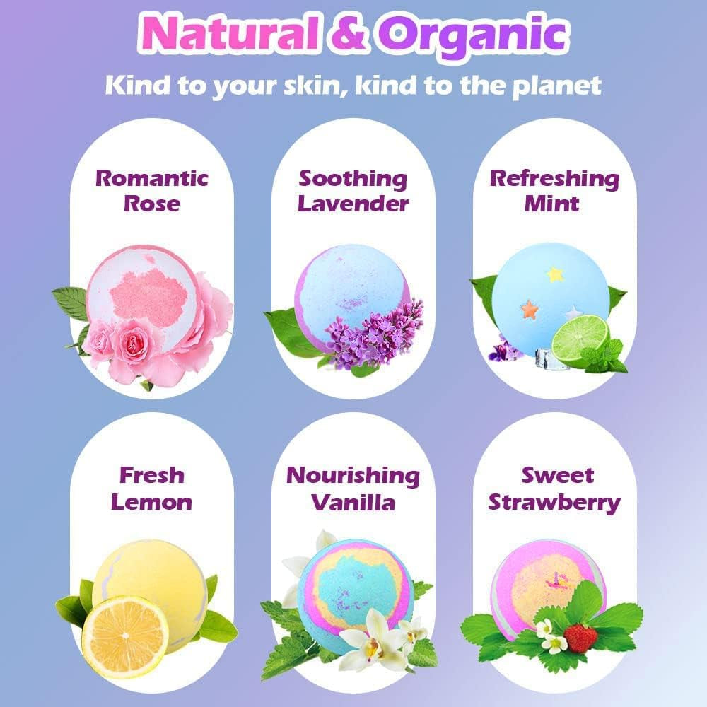 SUPERSUN 6 Bath Bombs Gift Set: 3 Scented Candles Sets, Perfect for Bubble and SPA, Best Gifts Ideas for Women Christmas Birthday Girls Her Valentines Day Mum Mothers Teenage Friends