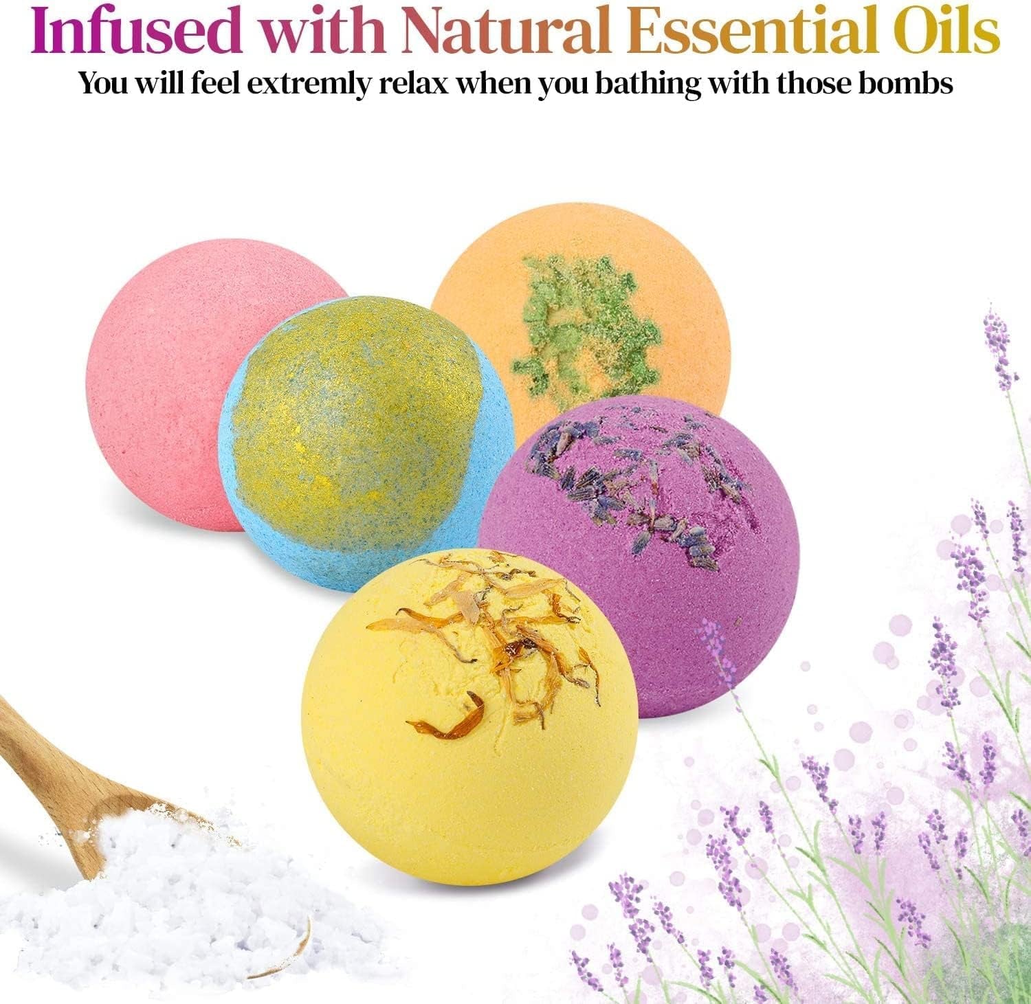 Bath Bombs Gift Set-Organic Natural Essential Oils, Relax and Moisturize Skin, 2.8 OZ*12 PCS BOENFU Luxury Spa Bomb Gifts for Girl, Mom, Wife, Birthday,Valentine'S Day, Anniversary | Natural Essential Oils Dry Skin Moisturize Bubble Spa Bath Handmade Birthday Gifts for Women, Treat Yourself