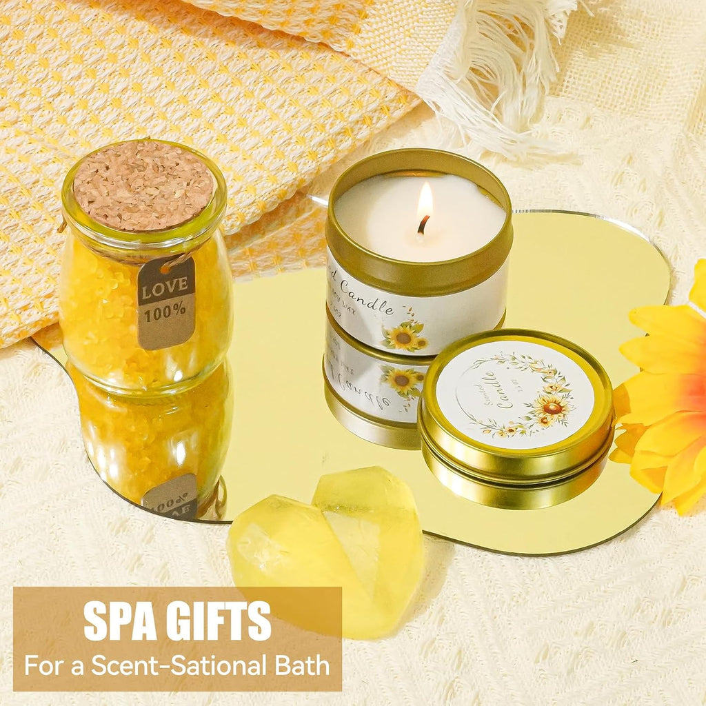 Birthday Gifts for Women Sunflower Pamper Gift,Get Well Soon 14Pcs Self Care Gifts for Women,Thinking of You Inspirational Relaxation Gift Baskets,Recovery Present,Feel Better Set for Her Mom Sister