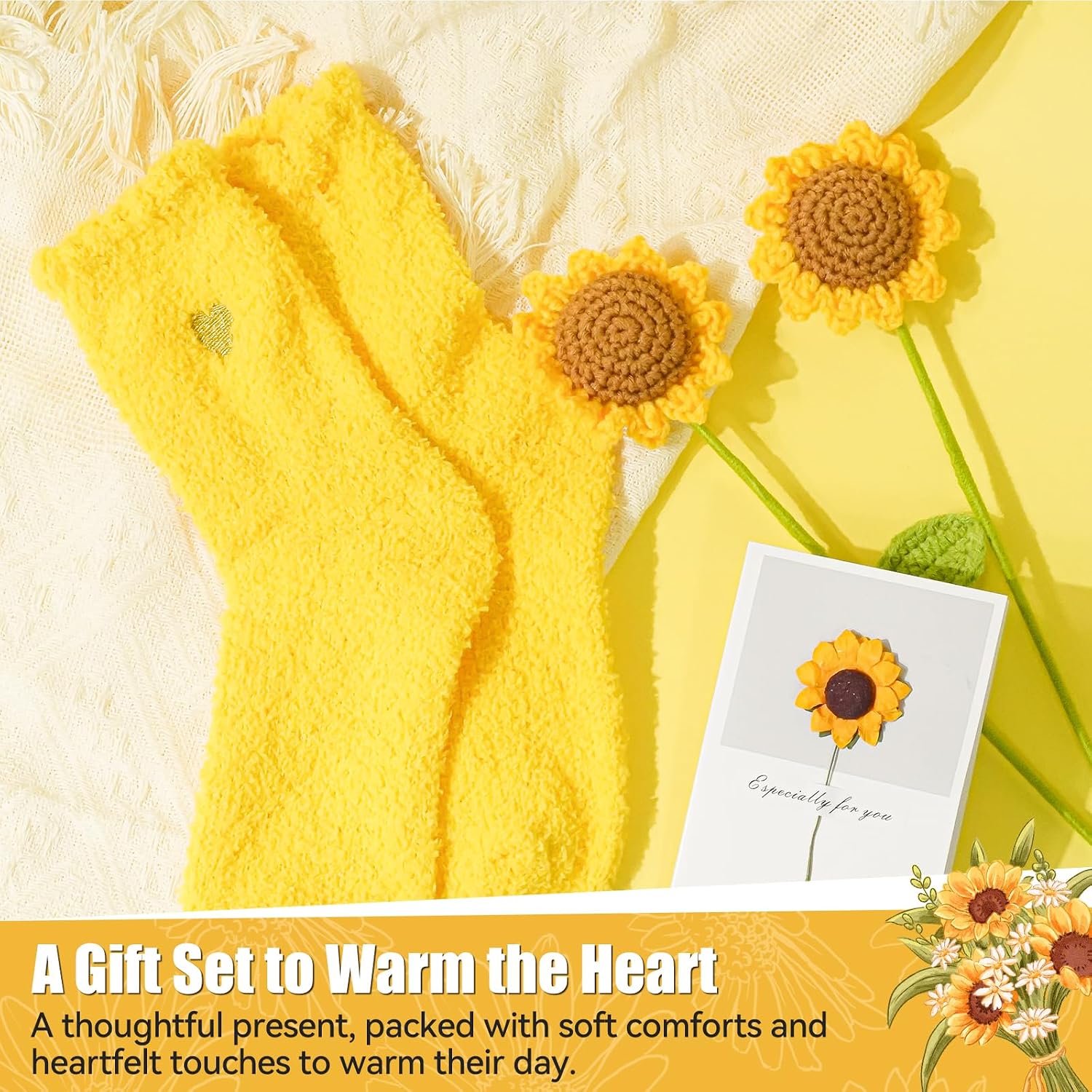 Birthday Gifts for Women Sunflower Pamper Gift,Get Well Soon 14Pcs Self Care Gifts for Women,Thinking of You Inspirational Relaxation Gift Baskets,Recovery Present,Feel Better Set for Her Mom Sister