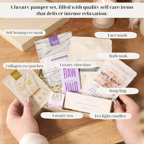 Hallby - Luxury Pamper Box Set, Relaxation Gifts for Women, Pamper Hamper, Birthday Box, Self Care for Her, Friend Gift