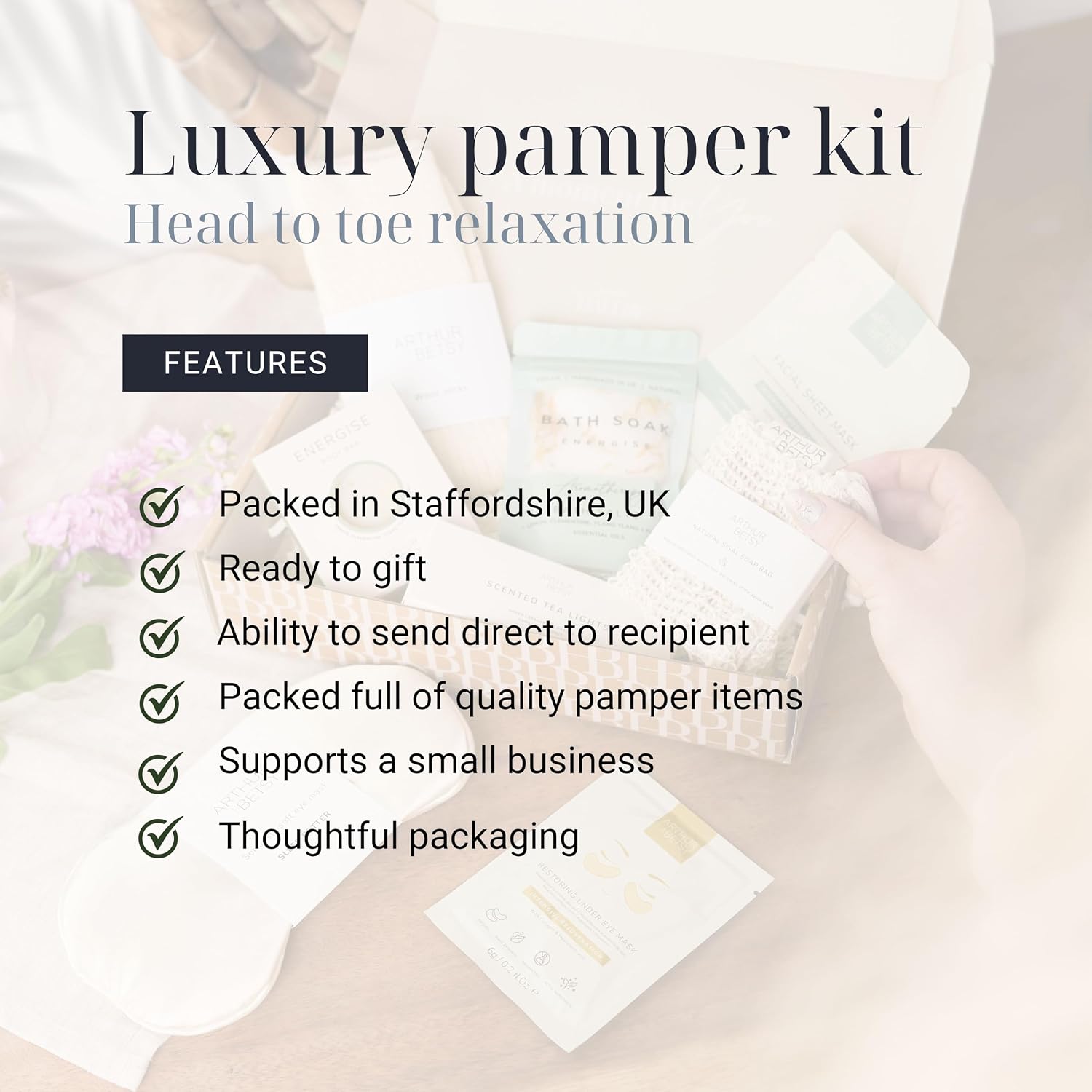 Hallby - Luxury Pamper Box Set, Relaxation Gifts for Women, Pamper Hamper, Birthday Box, Self Care for Her, Friend Gift