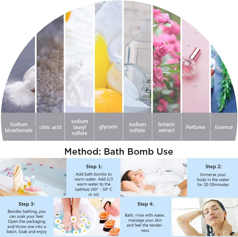 12Pcs Bath Bombs Gift Set Retro Wooden Box | 4.2Oz Natural Fizzy Spa Moisturizes Dry Skin | Mixed Color Large Organic Relaxation Bubble Bath
