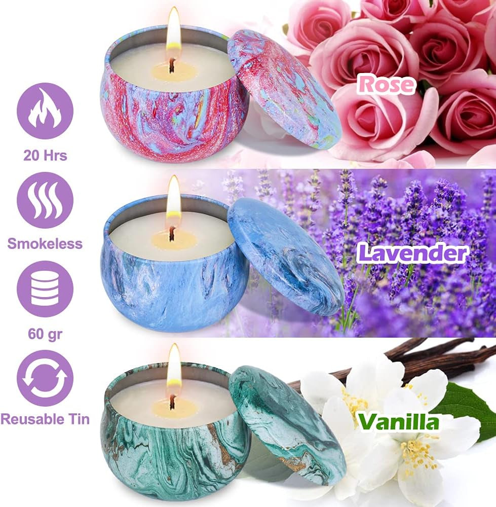 SUPERSUN 6 Bath Bombs Gift Set: 3 Scented Candles Sets, Perfect for Bubble and SPA, Best Gifts Ideas for Women Christmas Birthday Girls Her Valentines Day Mum Mothers Teenage Friends